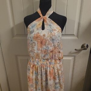 Maurices Strapless Floral Dress - Peach and Blue
